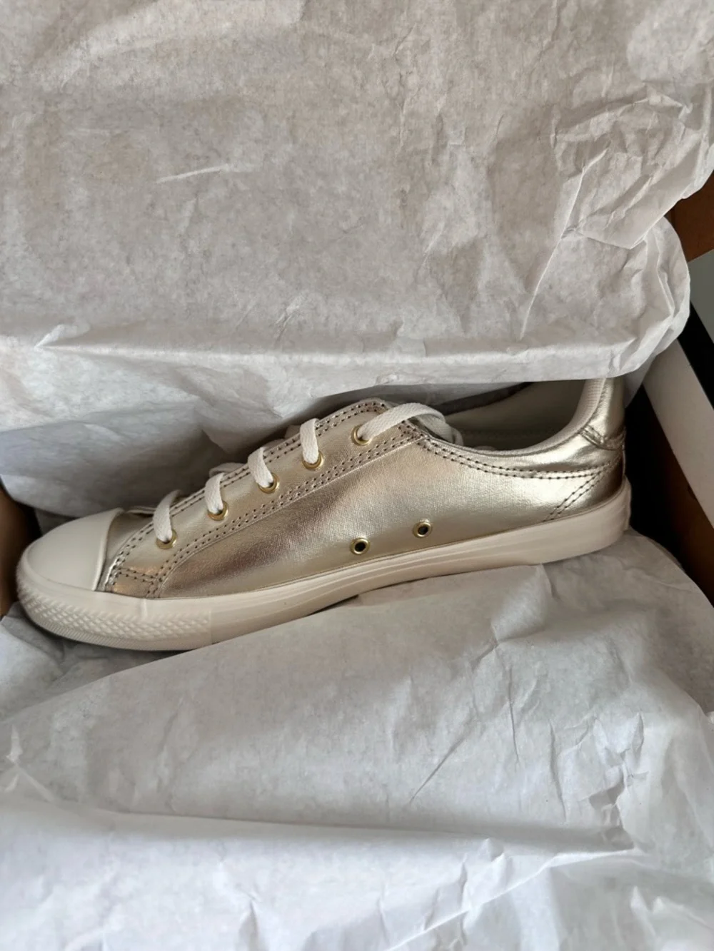 New 7 gold converse all star chuck Taylor low top sneakers shoes trainers lucky - Picture 9 of 11